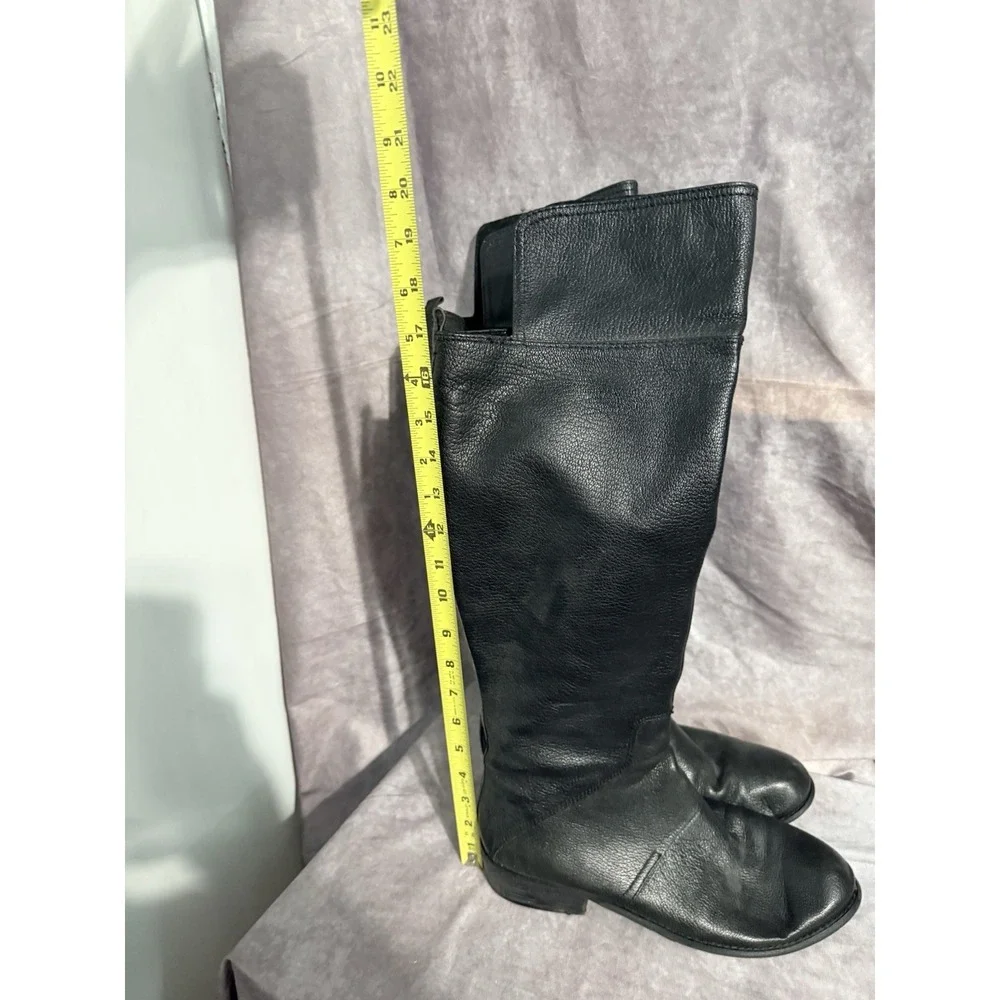 Nine West Noriko Black Knee-High Leather Riding Boots Women 10M Preowned